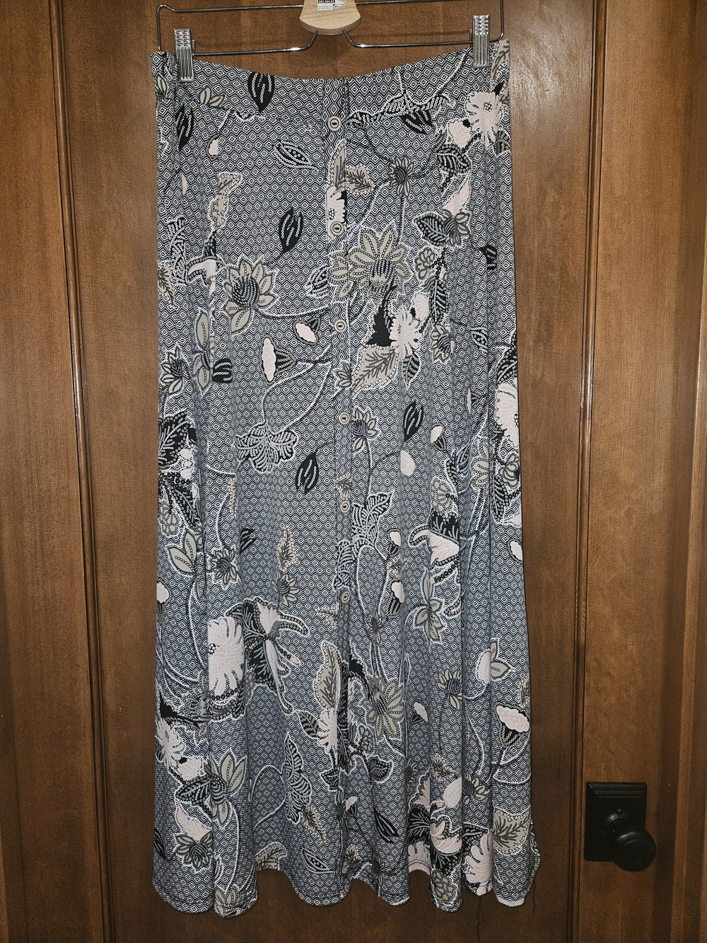 Floral Button-Front Maxi Skirt